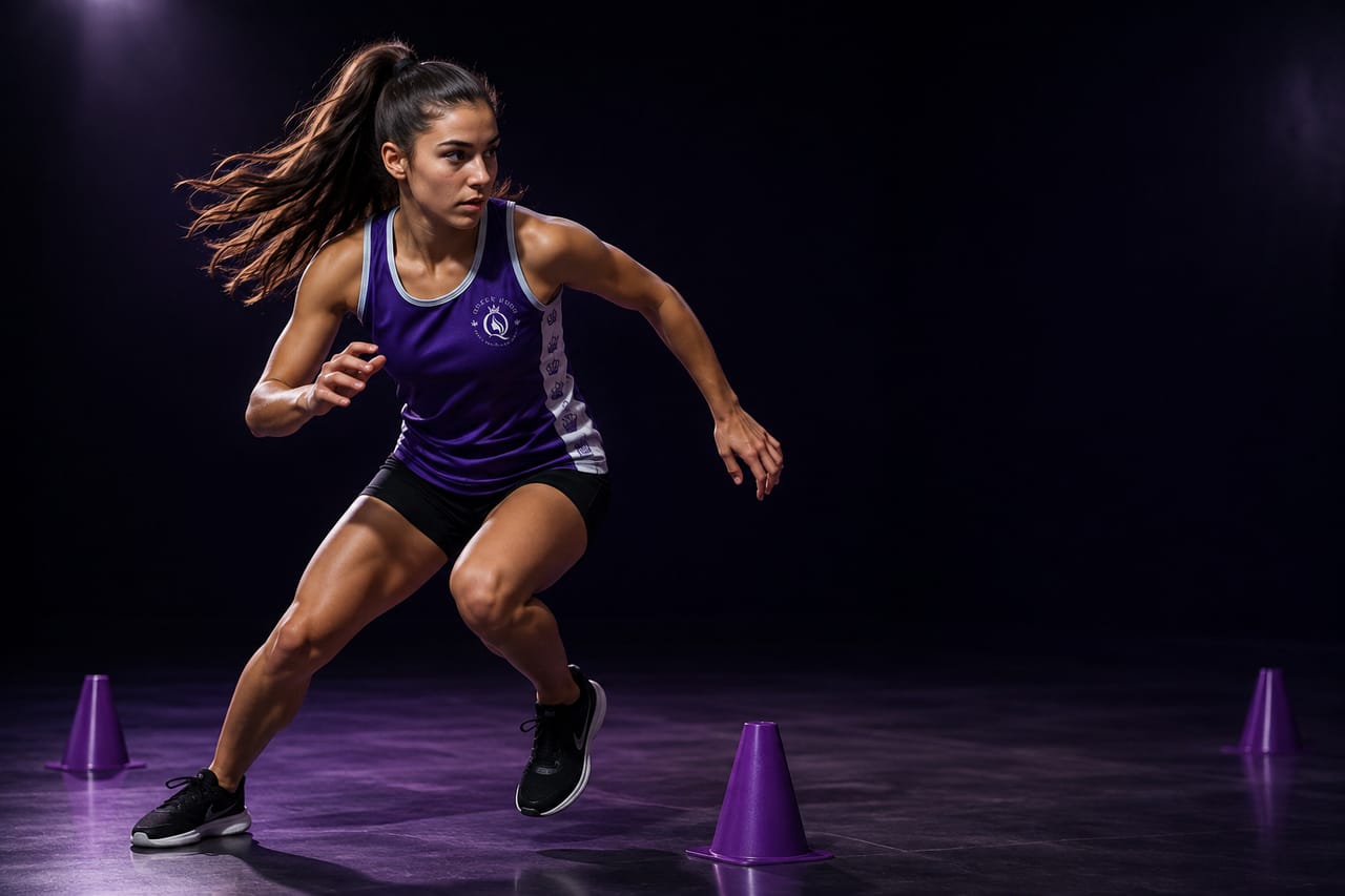 A Stars Queen changing direction during an agility drill.