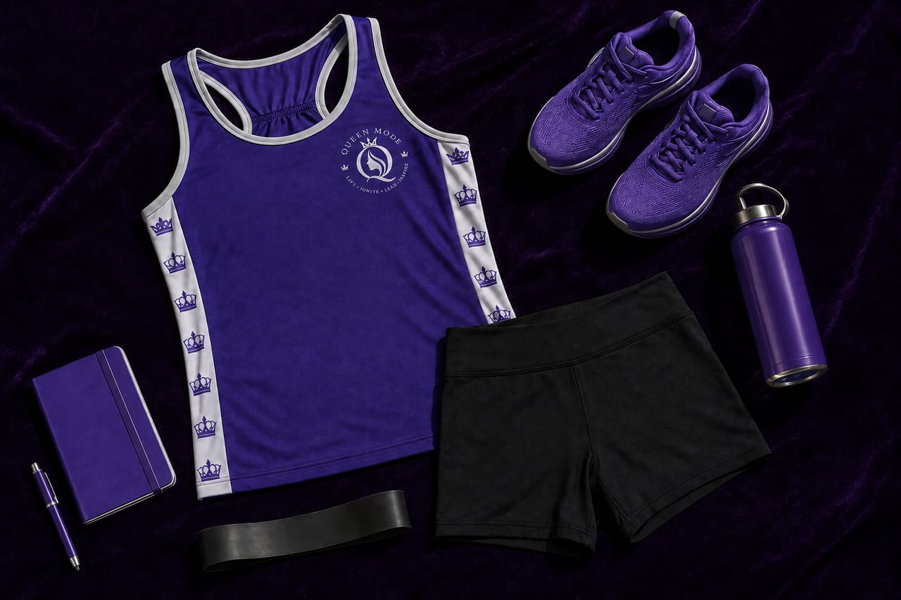 Queen Mode apparel, journal and training essentials.